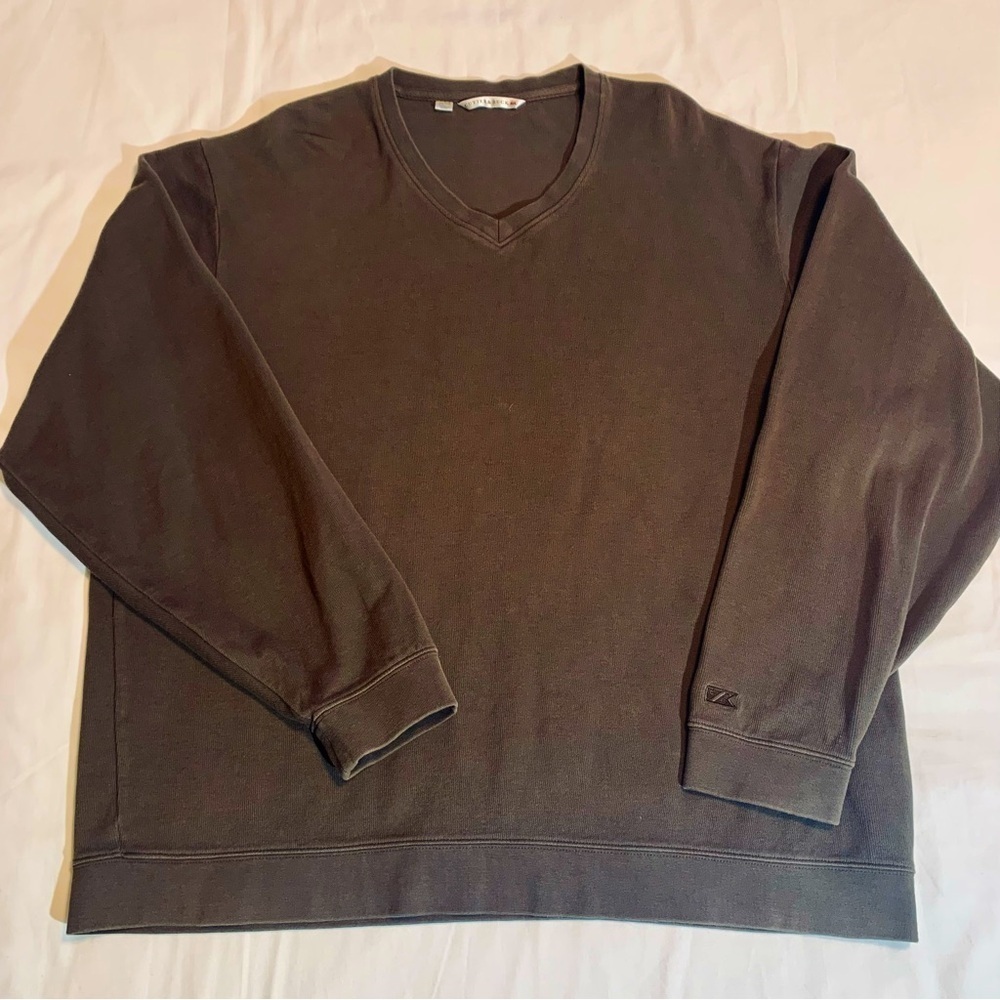 Cutter & Buck Brown V-Neck Pullover Sweatshirt Mens Long Sleeve - Size XXL